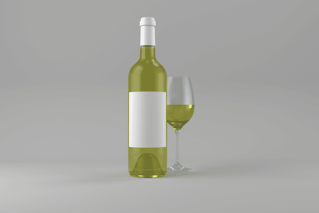Transparent Wine Bottle and Glass with White Label Set