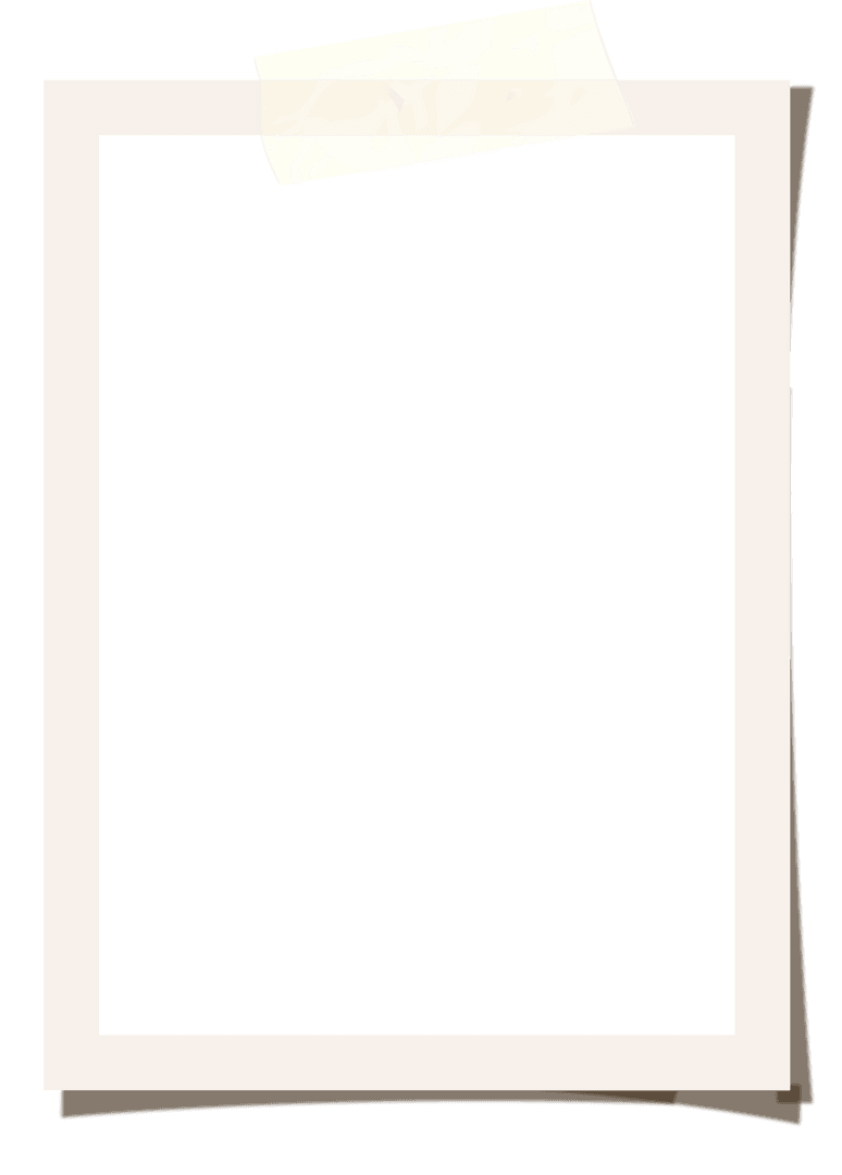 Transparent Rectangle Frame with Tape on Transparent Background