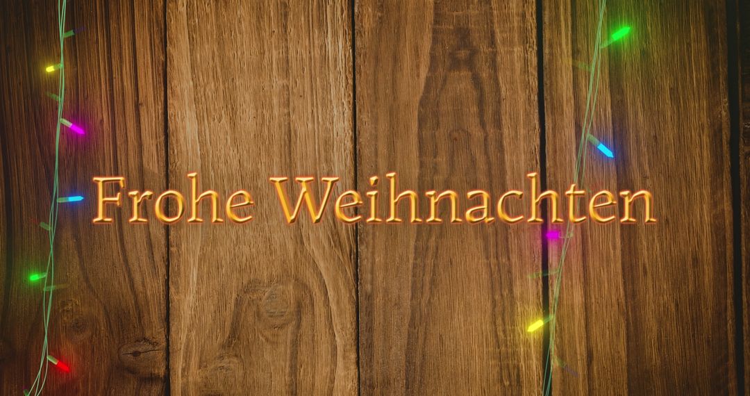 Frohe Weihnachten Text with Festive Fairy Lights