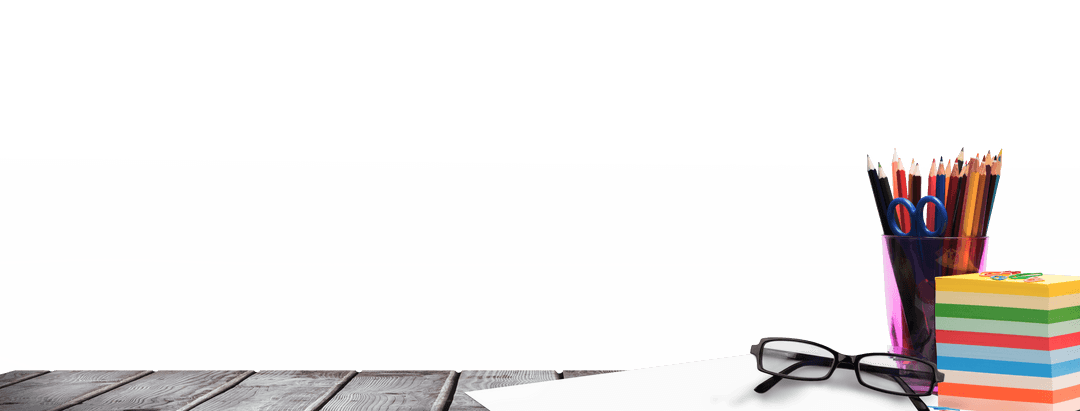 Transparent School Desk with Supplies and White Copy Space