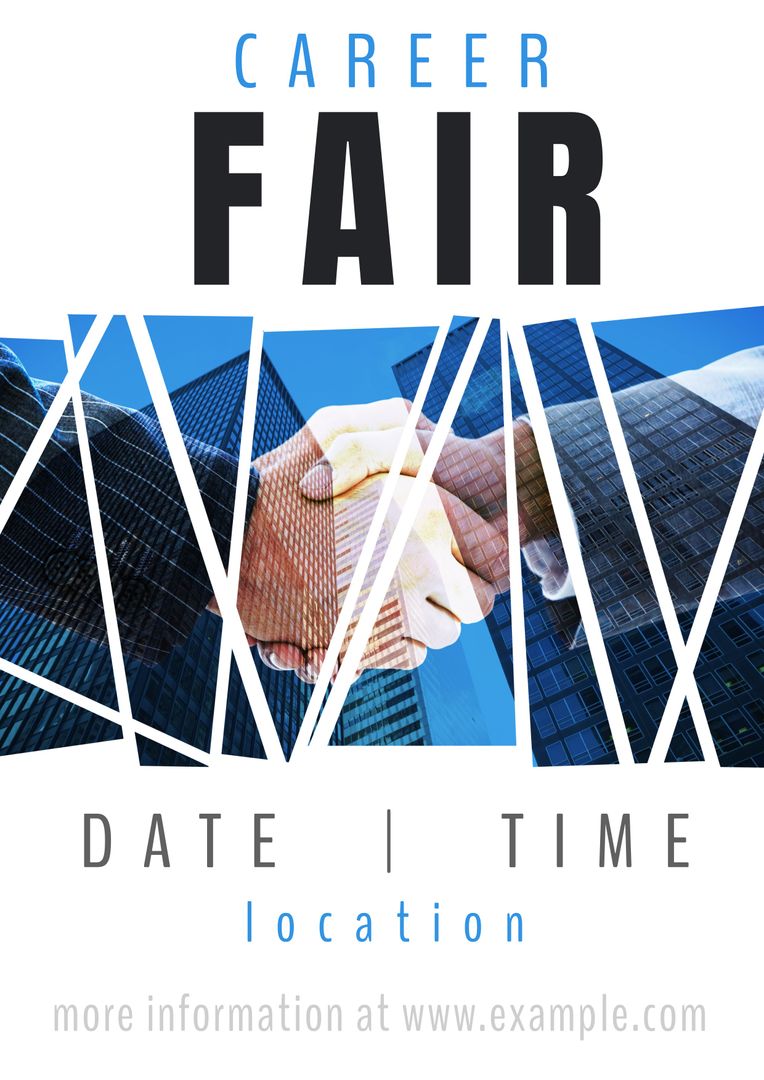 Dynamic Career Fair Promotion with Businessmen Shaking Hands