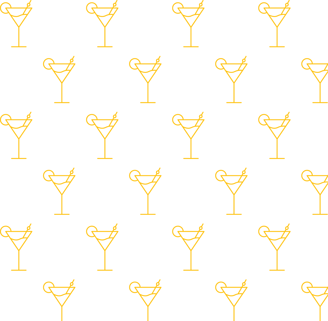 Seamless Yellow Cocktail Glass Pattern on Transparent Background