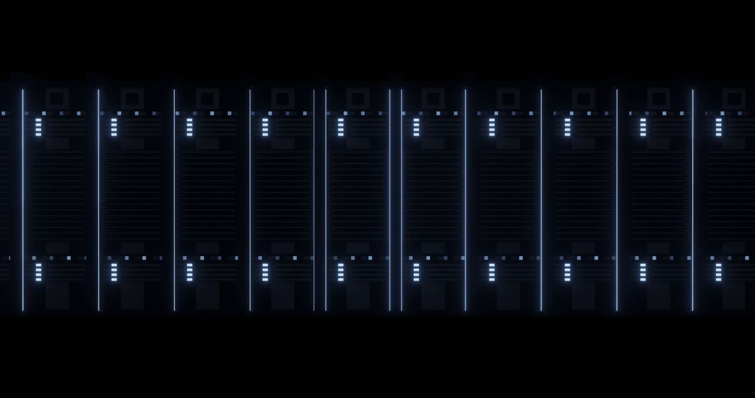 Digital Servers with Blue Neon Lights for Data Processing