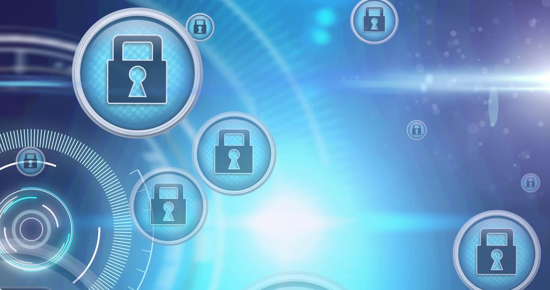 Conceptual network security icons in digital interface