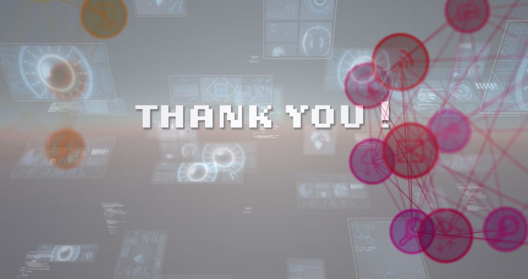 Tech Network Theme with Thank You Message and Digital Connections