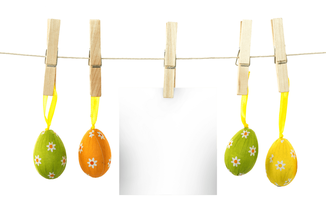 Easter Eggs with Blank Card on Transparent Background