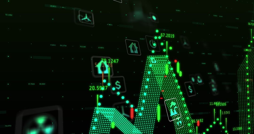 Digital Data With Eco Icons Highlighting Environmental Impact