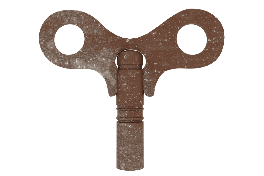 Transparent Illustration of Rusted Metal Windup Key