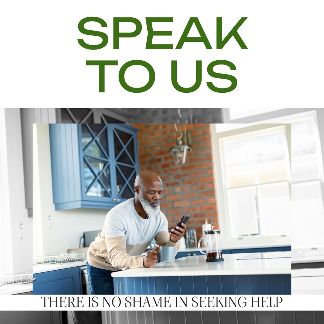 Senior Man Seeking Mental Health Support at Home