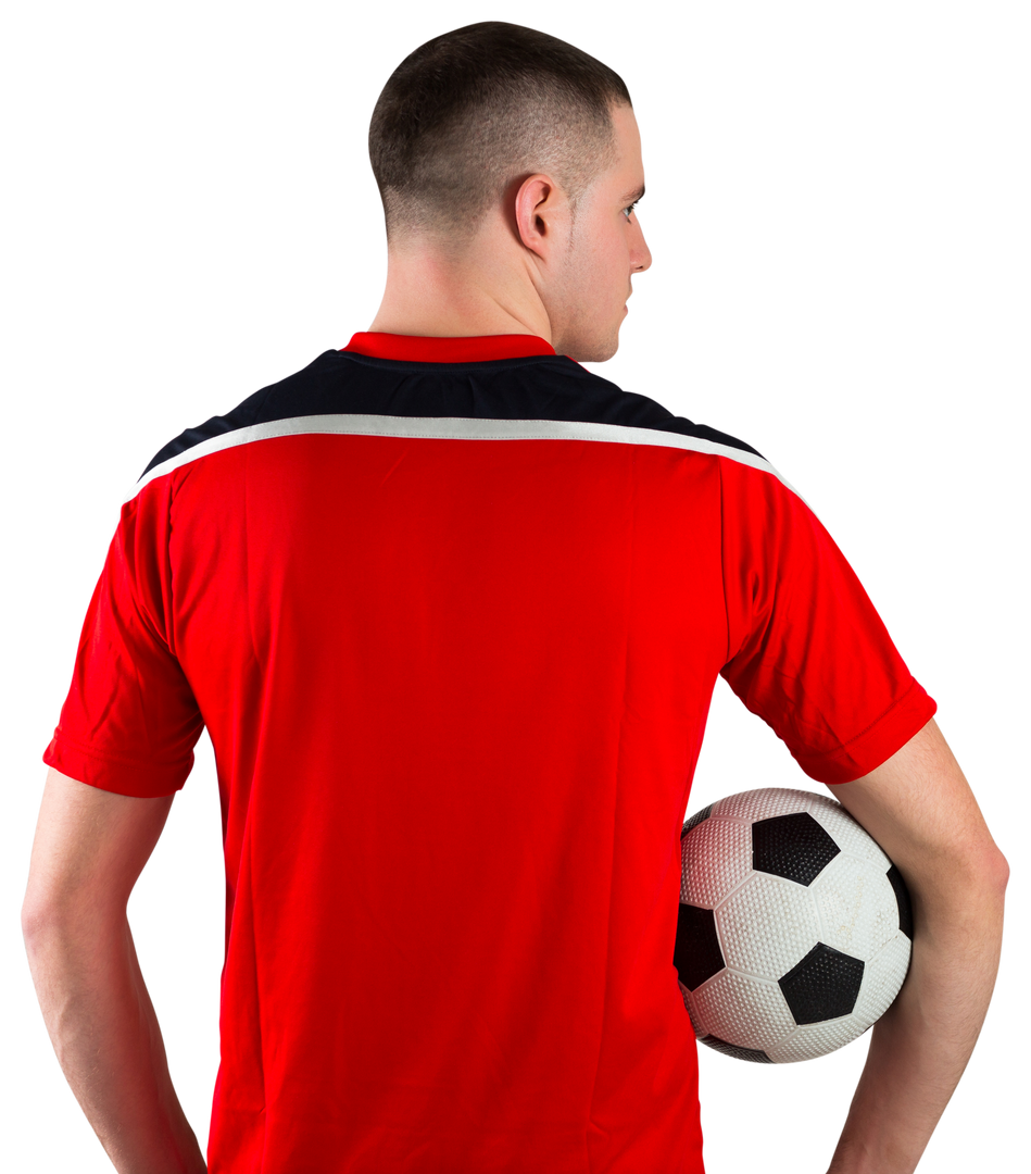 Transparent Back View of Football Player Wearing Red Jersey Holding Soccer Ball - Download Free Stock Images Pikwizard.com