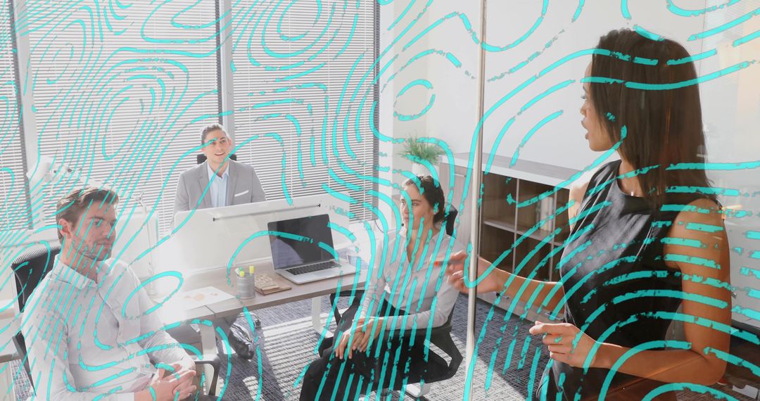 Diverse Team in Modern Meeting Room Collaborating on New Strategy