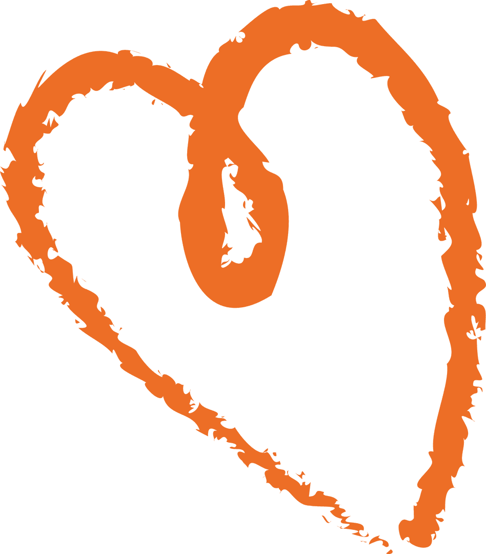Stylized Orange Heart Transparent Brushstroke Illustration