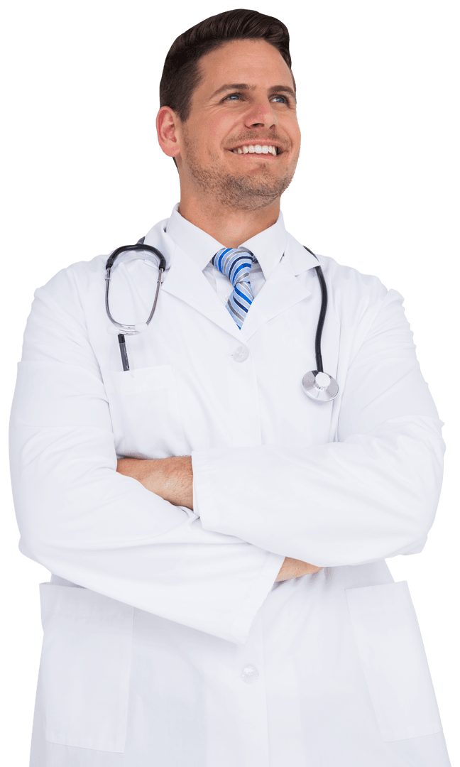 Confident Doctor Smiling with Arms Crossed Transparent Background