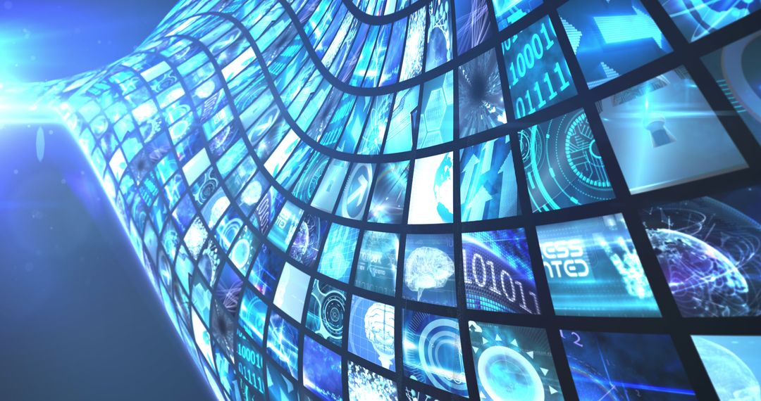 Futuristic Network of Digital Data Screens