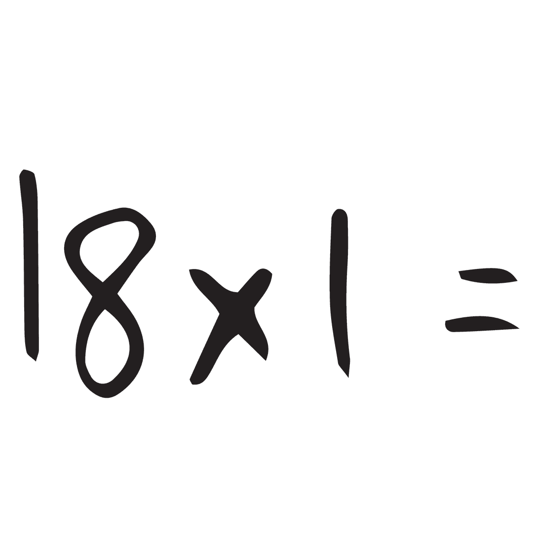 Mathematical Equation Illustrating Multiplication on Transparent Background