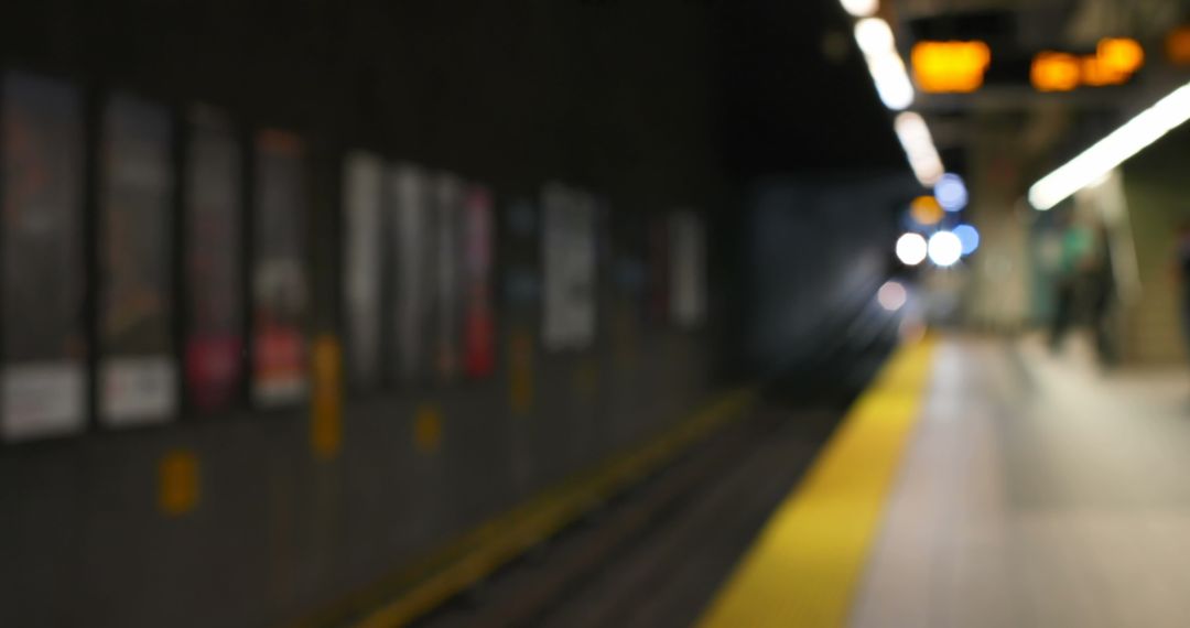 Blurred Underground Metro Scene at Night