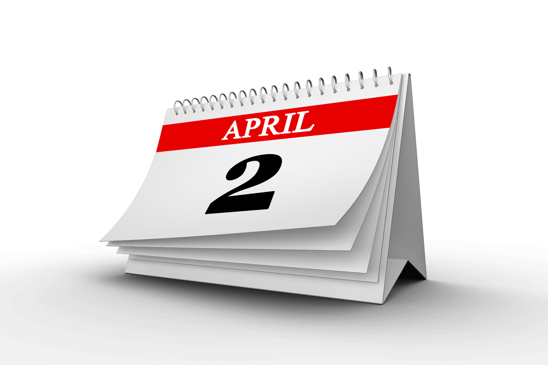 Transparent Calendar Page Displaying April 2 Date