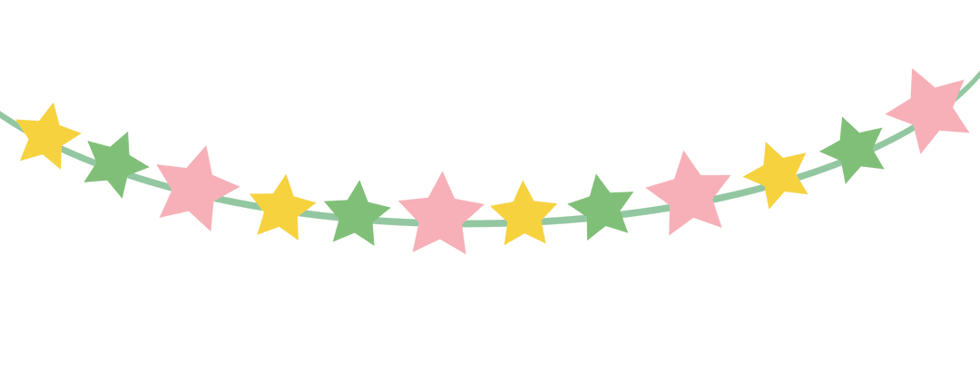 Pastel Star Garland Decoration with Transparent Background