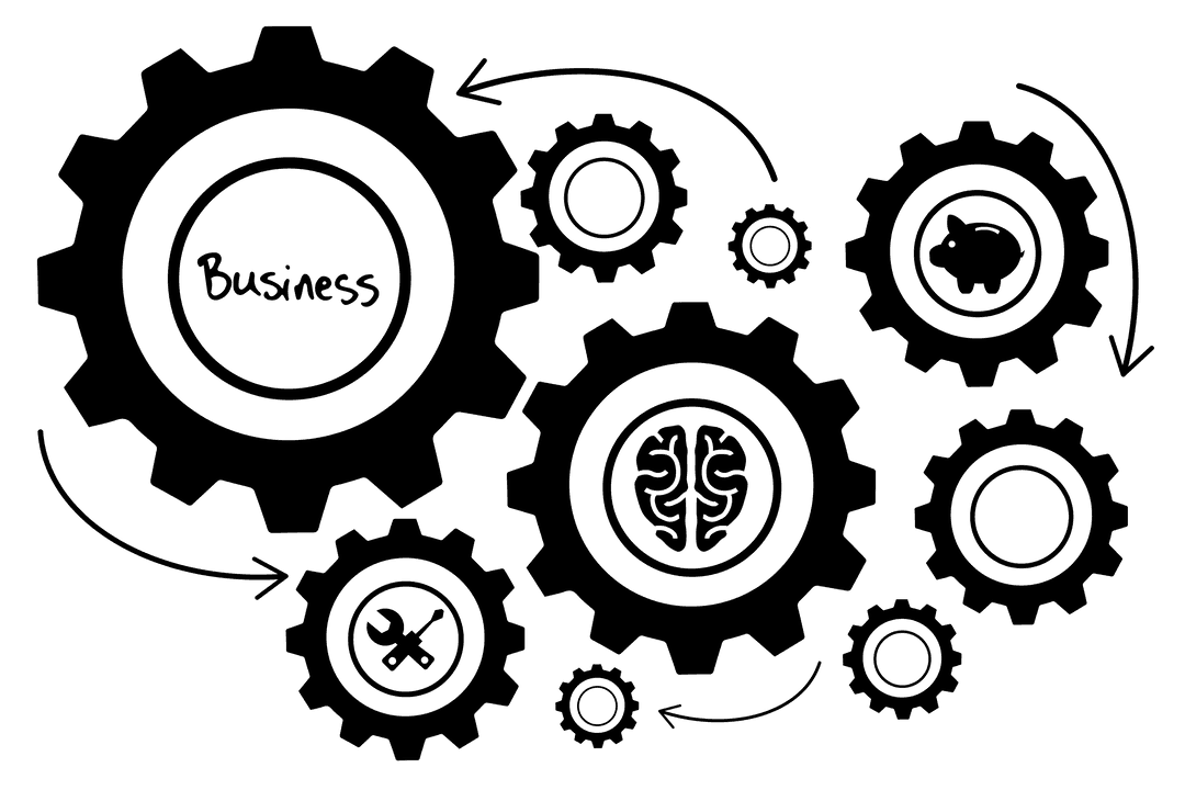 Transparent Gears Illustration with Business Text for Teamwork Concept