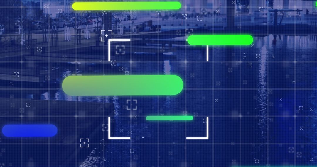 Digital Grid Overlaying Cityscape with Abstract Lines