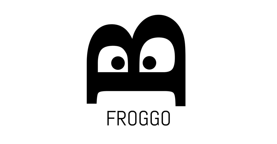 Quirky Black Frog Face Logo on White Background - Download Free Stock Templates Pikwizard.com