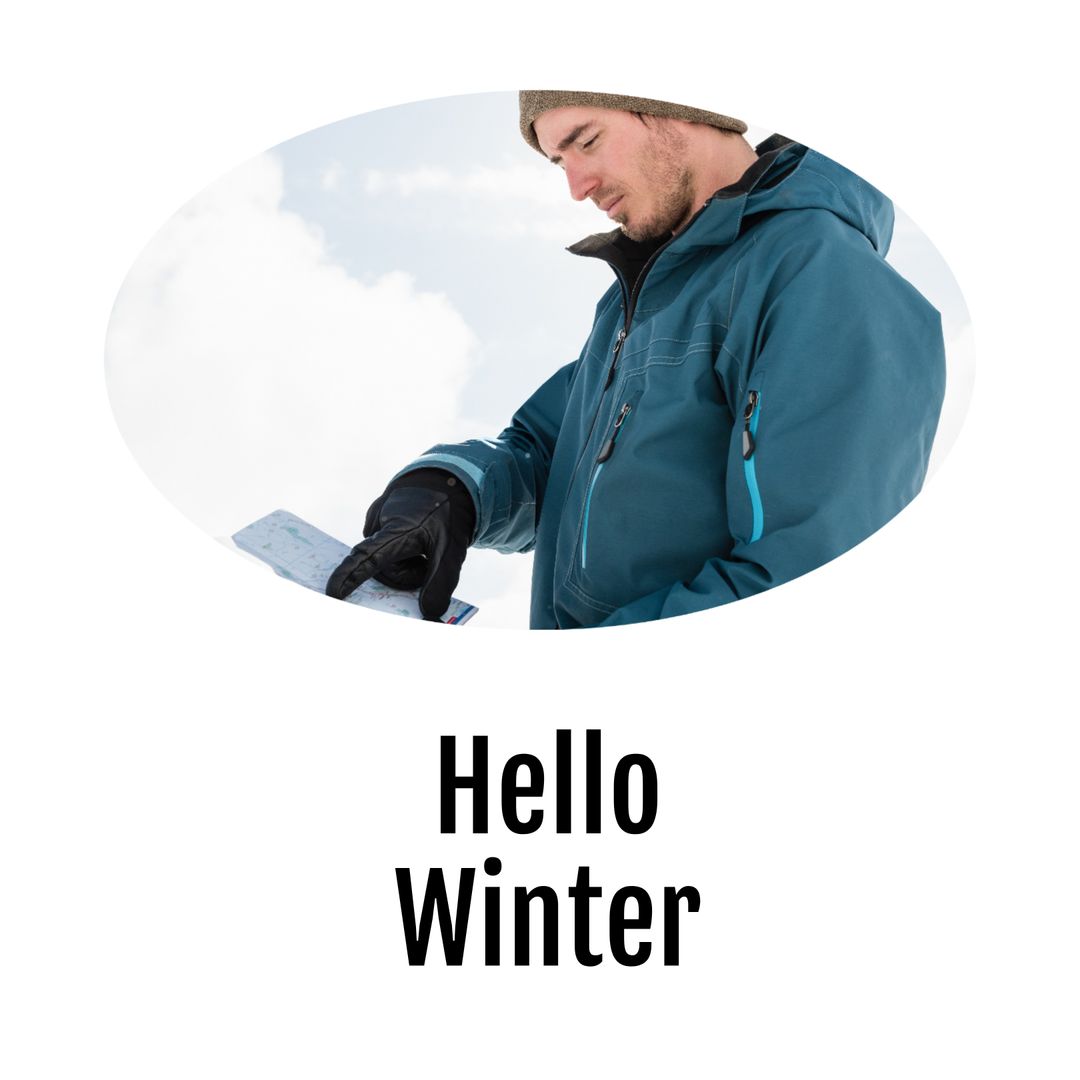 Man Planning Winter Adventure with Map