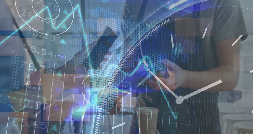 Digital transactions merging with time and technology concepts