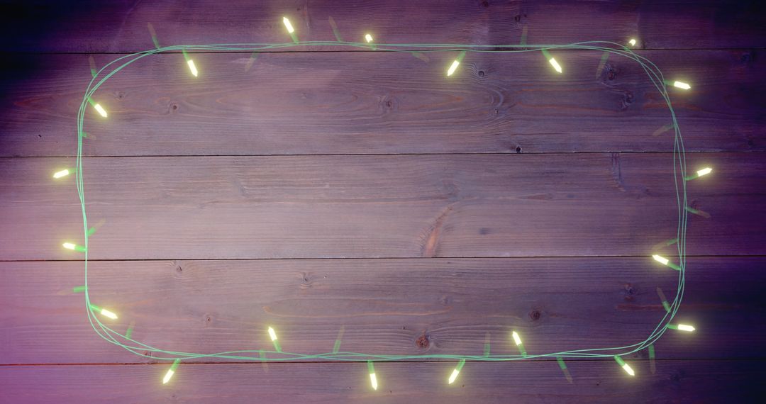 Flickering Fairy Lights with Copy Space on Wooden Background - Free Images, Stock Photos and Pictures on Pikwizard.com