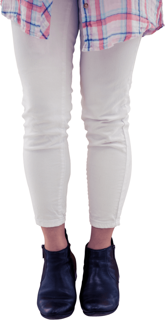 Transparent Isolated Woman Standing Legs and Boots Fashion Focus