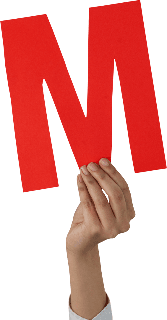 Hand Holding Red Transparent Letter M