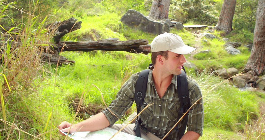 An adventurous young man hikes through a forest, embodying the spirit of exploration. - Free Images, Stock Photos and Pictures on Pikwizard.com