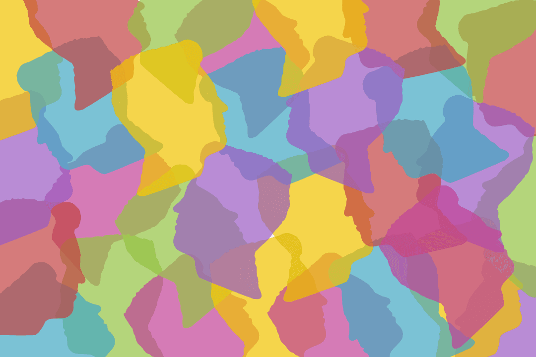 Colorful Human Heads Pattern on Transparent Background