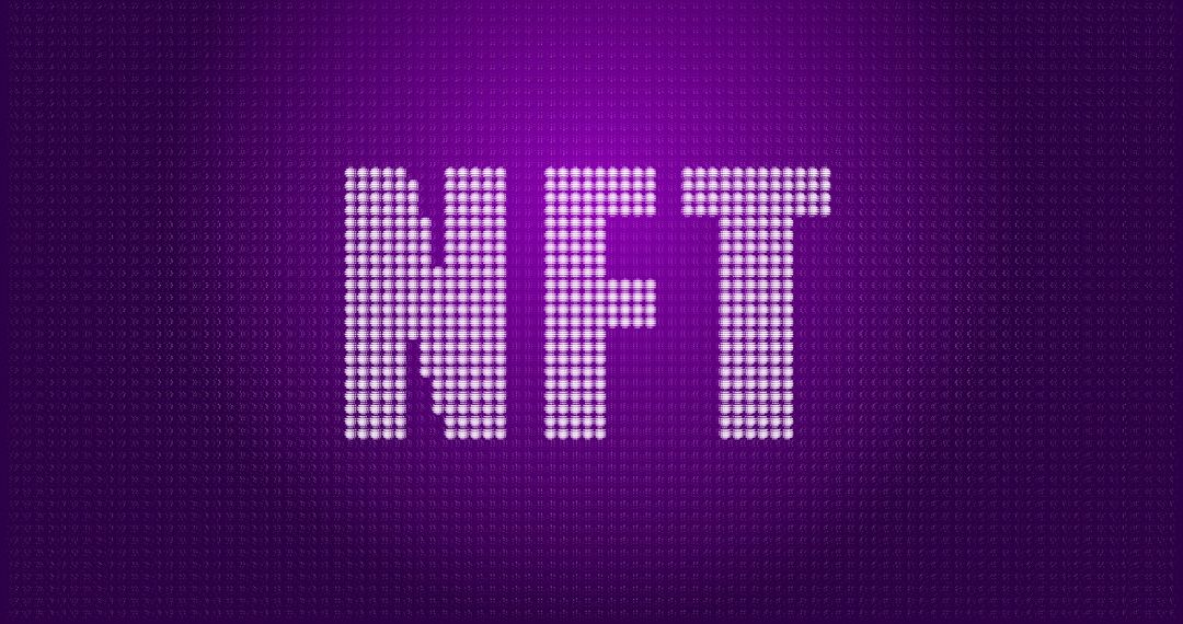 NFT Text with Violet Digital Dot Background