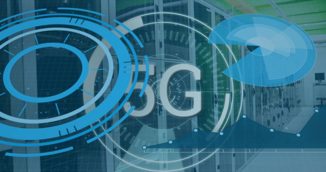 5G Technology Connects Futuristic Data Center in Network Graphic