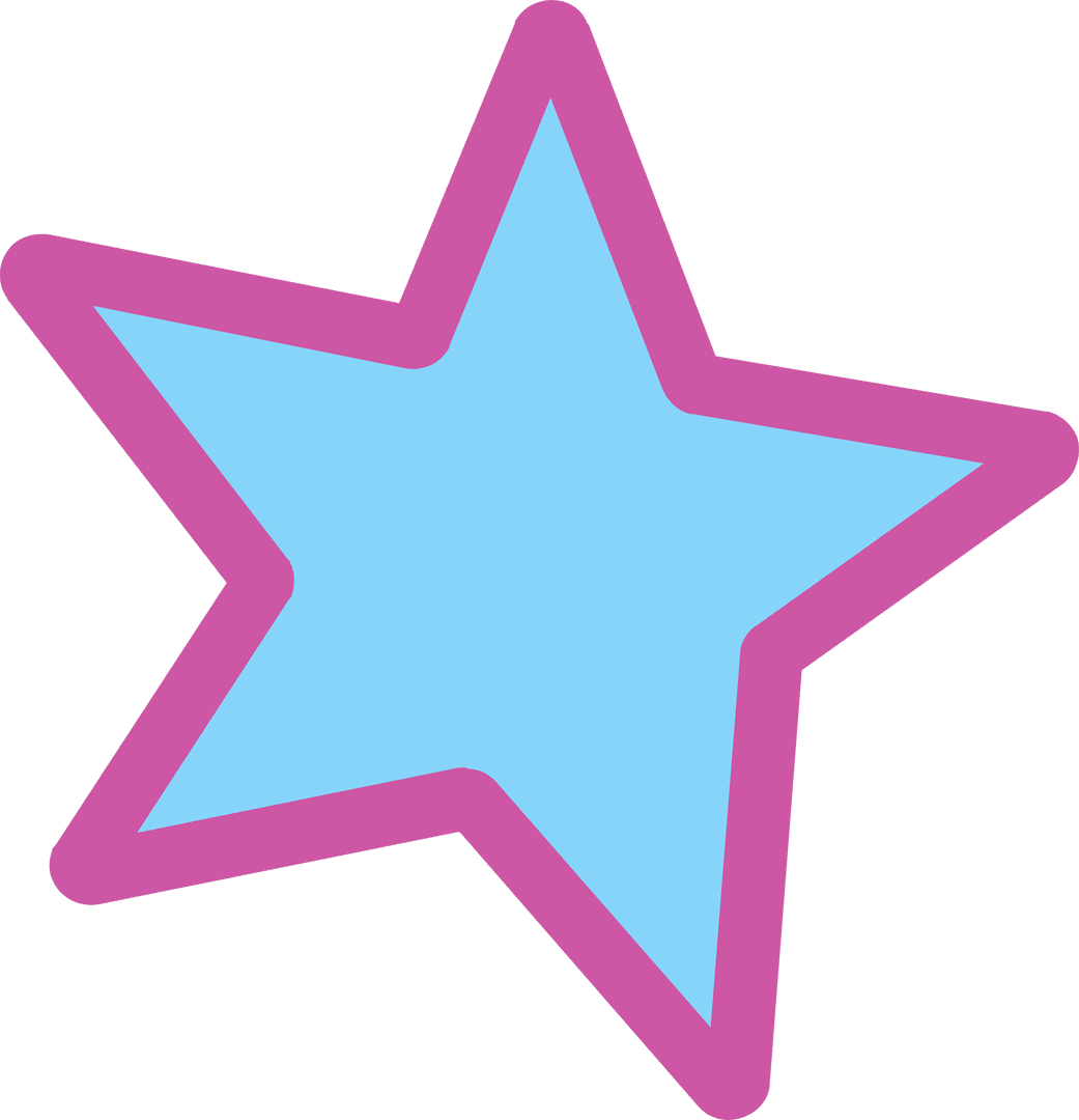Vibrant Flat Star Icon with Magenta Outline on Transparent Background