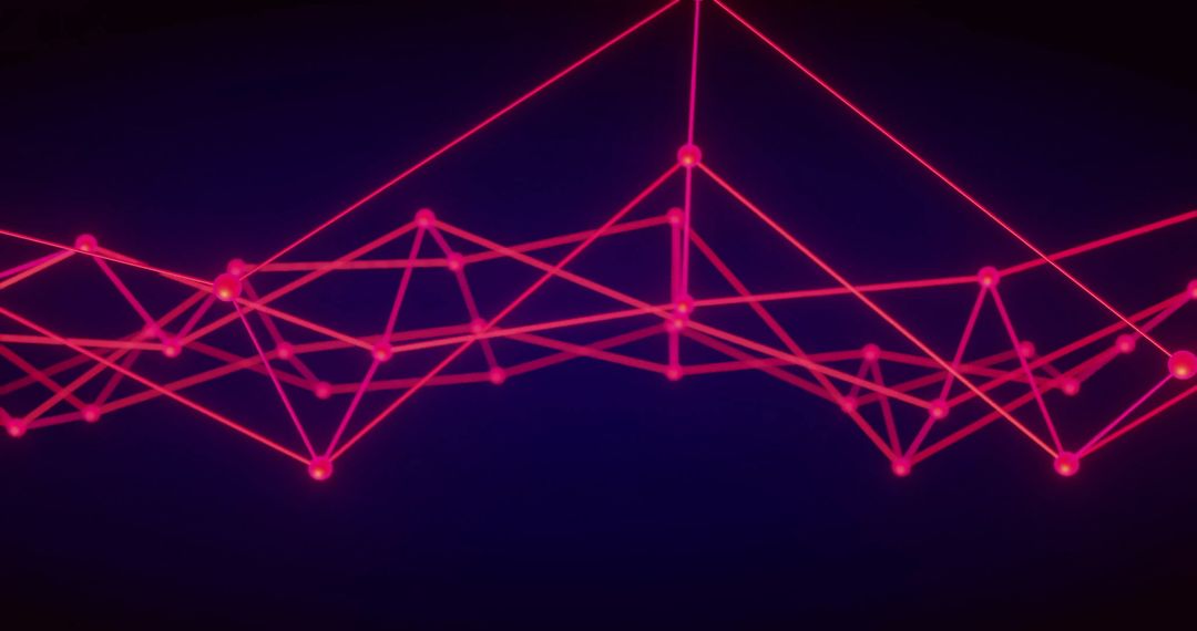 Abstract Digital Network with Glowing Red Connections