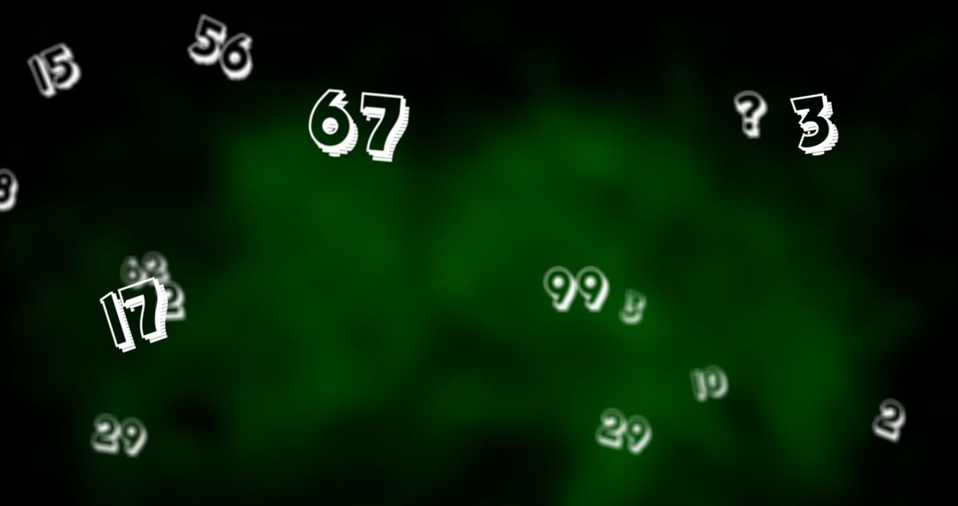 Numbers Floating Against Green Background
