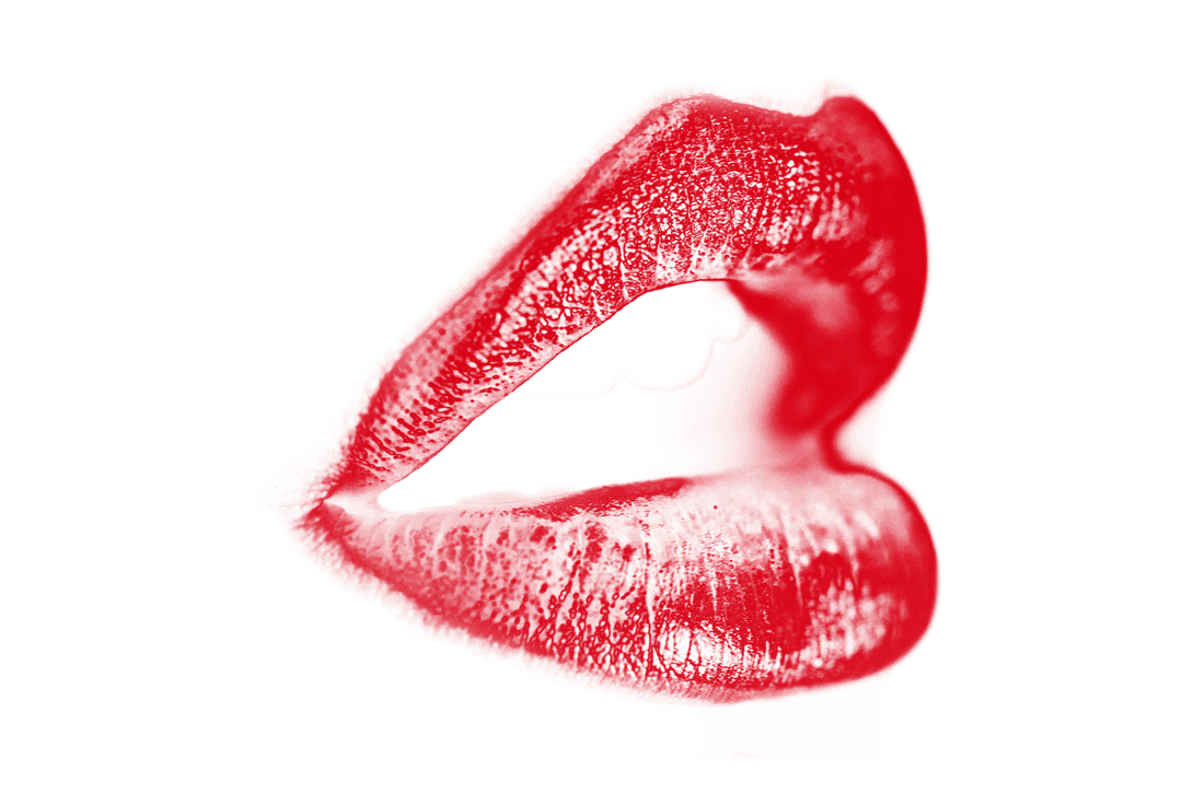 Transparent Red Lips Illustration with Bold Style