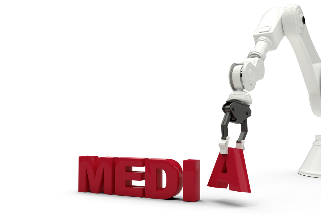 Robotic Arm Holding Media Text on Transparent Background - Download Free Stock Images Pikwizard.com