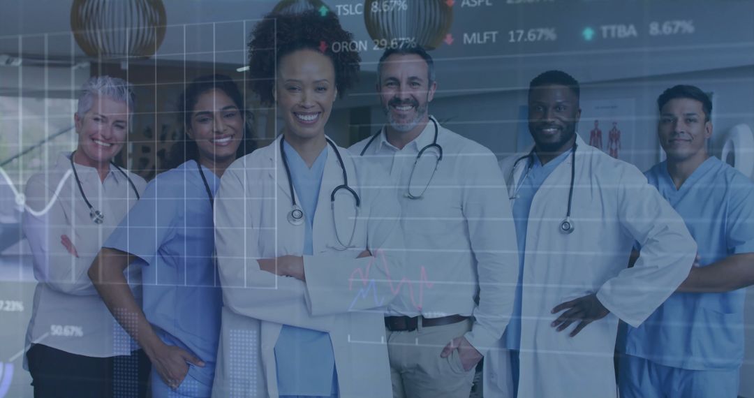 Medical Team Analyzing Advanced Diagnostic Data in Hospital Corridors