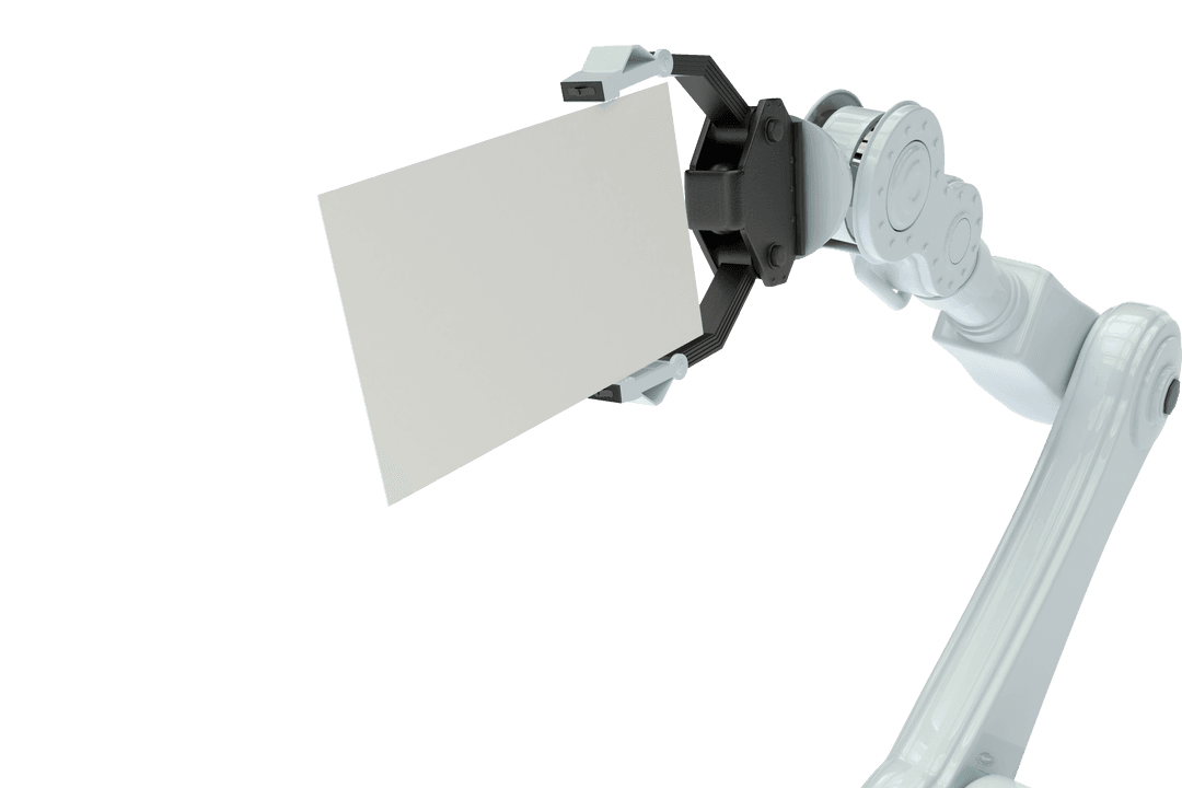 Robotic Hand Holding Transparent Blank Placard for Innovation Concepts