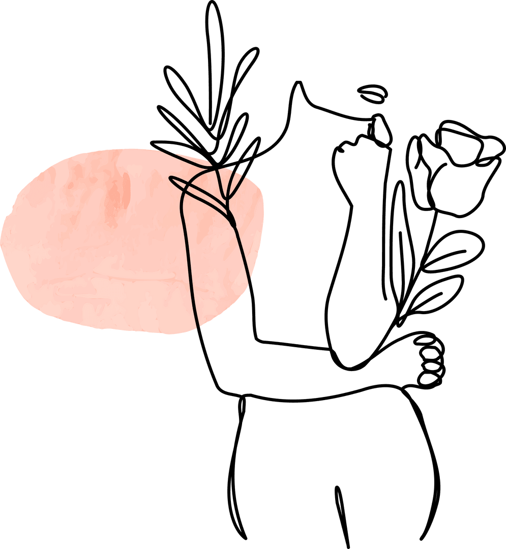 Transparent Abstract Female Silhouette with Floral Elements