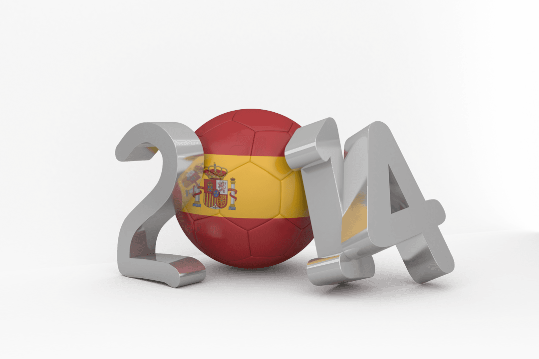 2014 Celebration Design with Spanish Flag Soccer Theme on Transparent Background