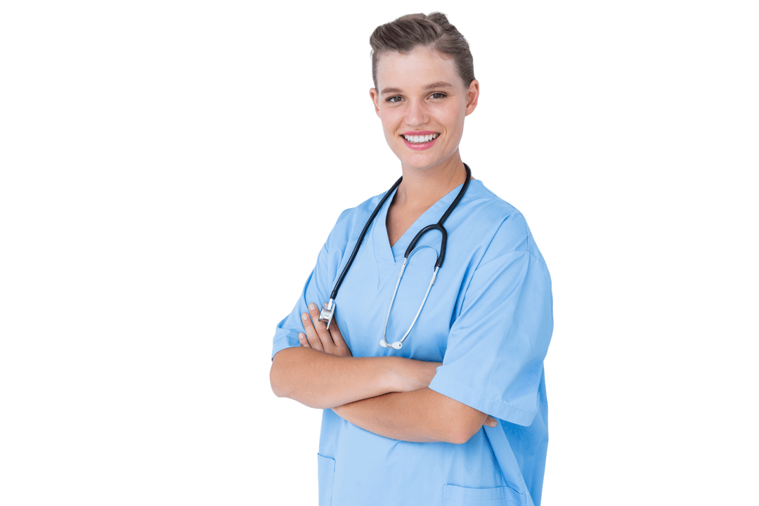 Transparent Background: Smiling Healthcare Professional with Stethoscope