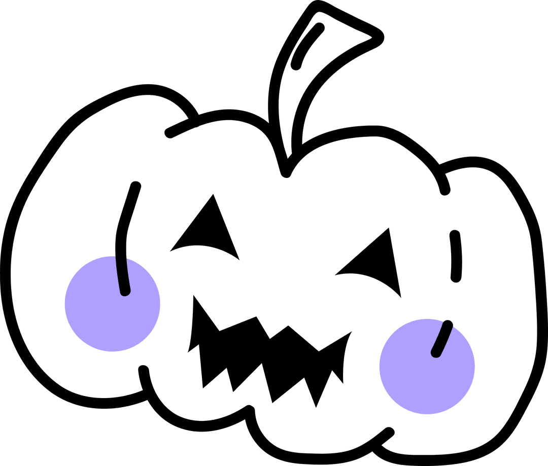 Spooky Halloween Pumpkin Illustration on Transparent Background