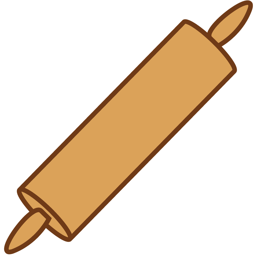 Cartoon Rolling Pin Illustration on Transparent Background for Baking Design