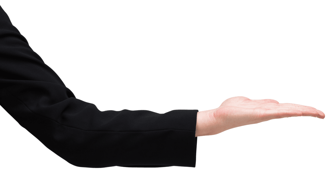 Businessman Open Hand Gesture on Transparent Background