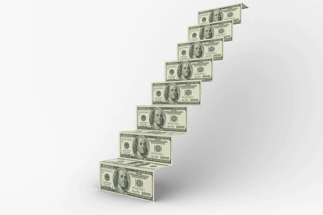 Transparent Stairs Built with Hundred Dollar Banknotes