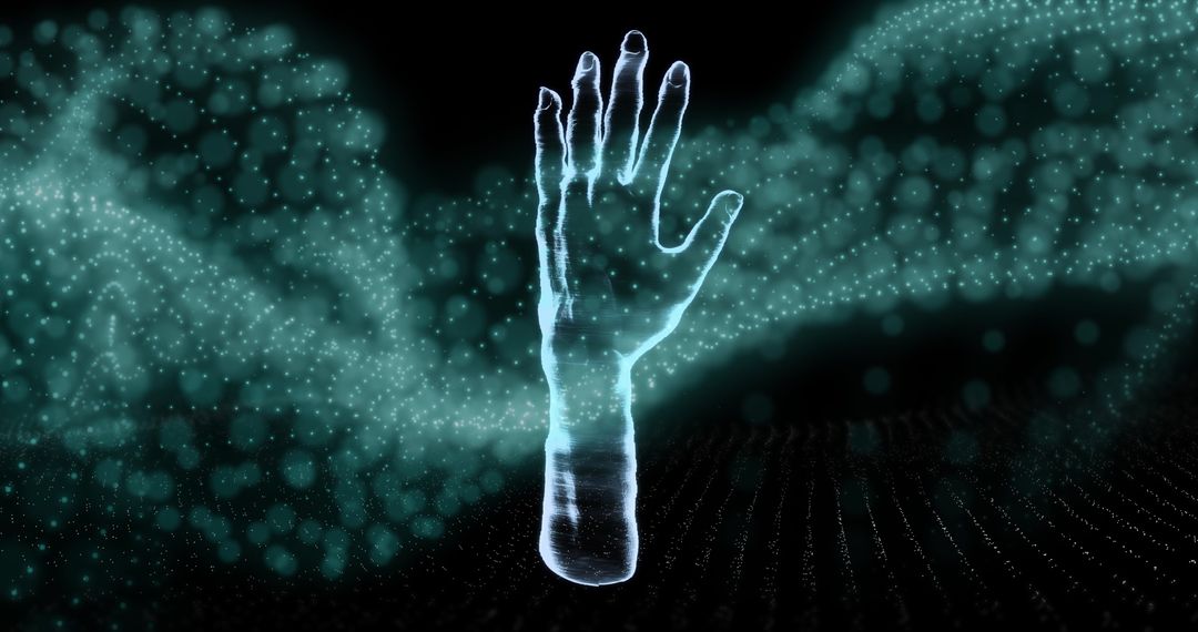 Digital Hand and Data Wave Visualization Concept