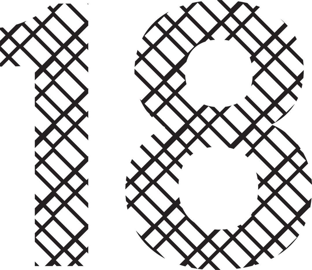 Patterned Number 18 on Transparent Background for Celebrations